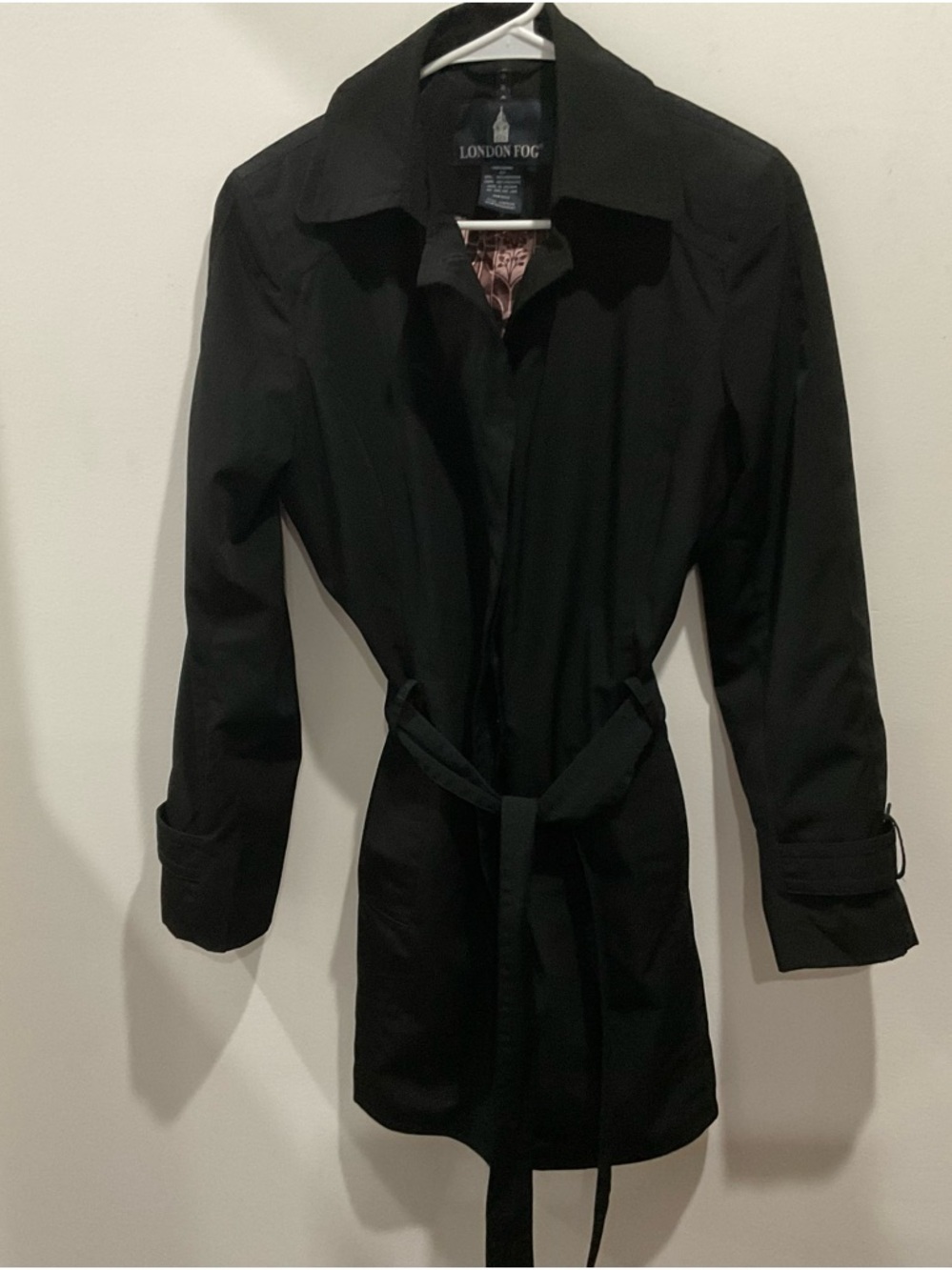 London Fog Black Women”s Classic Trench Coat with Belt